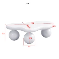Tavolino da salotto a nuvola con illuminazione LED e gambe tonde, 95x62.5x32 cm, Bianco(m-3)