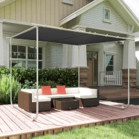 Outsunny 3 x 3(m) Mobile Pergola Kit, Portable Garden Gazebo with Wheels, Sandbags, Steel Frame, UV-Resistant(m-11)