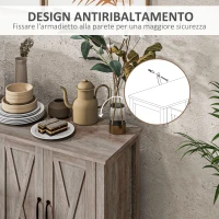 HOMCOM Mobiletto Multiuso stile Rustico con 4 Ripiani Portaoggetti Regolabili, in Legno, 120x37x75 cm, Grigio(m-7)