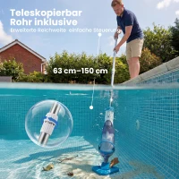 Outsunny Poolreiniger, kabelloser Poolstaubsauger mit 63-150 cm verstellbarem Stiel und Bürste für kleine Pools, Whirlpools und Teiche(m-6)