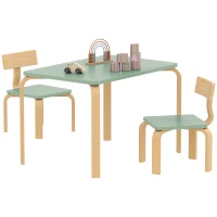 AIYAPLAY Mesa infantil con sillas, lote de mesa y 2 sillas infantiles de madera para dibujar, jugar, estudiar, 78x53x53cm, verde(m-7)