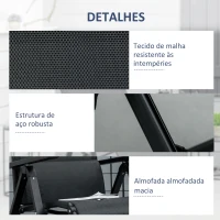 Outsunny Espreguiçadeira Dobrável de Jardim Espreguiçadeira Gravidade Zero com Encosto Ajustável em 9 Posições com Almofada 70x65x111 cm Preto(m-6)