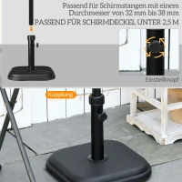 Outsunny Parasolstandaard van beton 11kg, vierkant, voor parasols met stangdiameter 32-38mm, zwart(m-5)