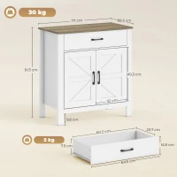 HOMCOM Credenza buffet stile country con ante scorrevoli e ripiano regolabile, Bianco(m-3)