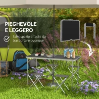 Outsunny Set Tavolo da Campeggio Pieghevole e Regolabile con 4 Sedie e Foro per Ombrellone, in Alluminio e Legno, Nero(m-7)