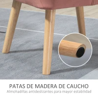HOMCOM Butaca de Salón Moderna Tapizado en Terciopelo con Asiento Ancho Patas de Madera Sillón Relax para Sala de Estar Rosa(m-6)