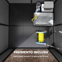 Outsunny Casetta da Giardino a 2 Ingressi con 3 Finestre e Prese d'Aria, in PP e Alluminio, 182x182x196 cm, Grigio Scuro(m-4)