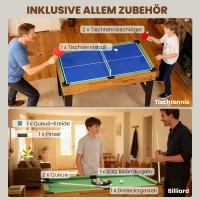 SPORTNOW 13-in-1 Spieletisch, Tischfußball, Schach, Billard, Tischtennis und mehr, MDF, Kunststoff, Walnuss(m-7)