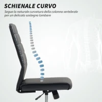 HOMCOM Sedia da Ufficio Ergonomica e Regolabile con Schienale Ricurvo, in Pelle PU e Acciaio, 58x53x97-107 cm, Nero(m-5)