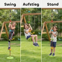 AIYAPLAY Klimmertouw-schommel voor kinderen met platform en schijfzitje, buitenspeelset voor 3-8 jaar, groen(m-4)