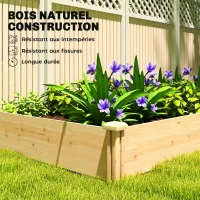 Outsunny Carré Potager de jardin en Bois massif, Jardinière Surélevé avec séparateur, 235 x 121 x 26 cm, effet Bois Naturel(m-7)