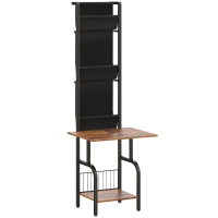 HOMCOM Estantería industrial para CD, almacenamiento para CD, soporte para DVD con 3 bolsillos de tela y superficie superior, aspecto de madera rústica en marrón