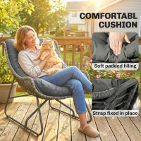 Outsunny Rattanstoel met kussens en banden, gepolsterde outdoor stoel van polyrattan, tot 120 kg(m-4)