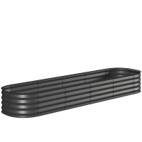 Outsunny Jardinieră pătrată modulabilă din oțel galvanizat pentru legume, plante, flori, 240 x 62 x 30 cm gri închis(m-1)