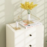 HOMCOM Commode 5 tiroirs, meuble de rangement haut et étroit, style moderne pour chambre à coucher, salon - 47x29x95cm, crème(m-8)