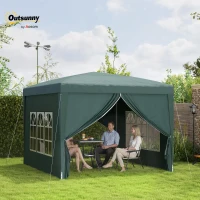 Outsunny 3 x 3m Pop Up Gazebo, Wedding Party Canopy Tent Marquee with Carry Bag and Windows, Green(m-9)