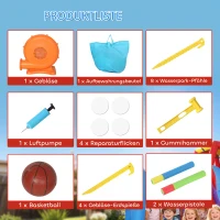 AIYAPLAY Hüpfburg Aufblasbar Spielcenter mit Gebläse Rutsche Trampolin Planschbecken/Bällebad Wasserpistole 364x173x182 cm Blau(m-8)