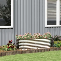 Outsunny Huerto elevado cuadrado de jardín, resistente a la oxidación en acero galvanizado 160 x 80 x 56 cm plata(m-6)