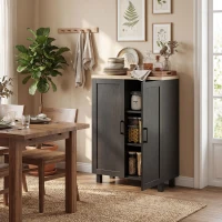 HOMCOM Aparador de Salón Estrecho de 2 Puertas Armario de Cocina con Estante Ajustable para Entrada 60x30x90 cm Negro(m-9)