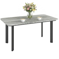 Outsunny Outdoor Garden Coffee Table, Garden Table with Slatted Wood Plastic Composite Top and Metal Frame, Grey(m-10)