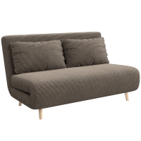 HOMCOM Sofá cama, cama de invitados, respaldo ajustable en 3 posiciones, efecto pana, hasta 120 kg, 141 x 90 x 81 cm, marrón oscuro