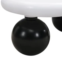 Tavolino da salotto a nuvola con illuminazione LED e gambe tonde, 95x62.5x32 cm, Bianco e Nero(m-6)