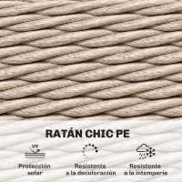 Outsunny Mesa de Jardín Exterior de Ratán Mesita Auxiliar de Jardín con Estante Tablero de Vidrio Templado 65x65x50 cm Amarillo(m-6)