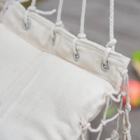 Outsunny Cadeira Suspensa com Borlas Cadeira Rede Suspensa de Algodão Capacidade 120 kg Estilo Moderno para Exterior 90x50 cm Bege(m-14)