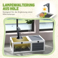 PawHut Schildkrötenhaus, Reptilienbox mit 2 Räumen, Deckel, Kunststoffschalen, Fenster, Holz, Grau(m-5)