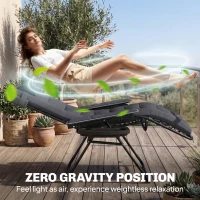Outsunny Zero Gravity Chair, Folding Sun Lounger Reclining Garden Chair with Arm Pads, Cushion, Cup Holder, Headrest, Dark Grey(m-4)