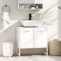 HOMCOM Mobile sotto lavabo con 2 ante soft close e ripiano regolabile, Bianco(m-2)