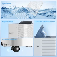 HOMCOM Climatiseur mobile 12000 BTU, climatiseur portable 4 en 1, refroidissement, déshumidificateur, ventilateur, mode nuit(m-9)