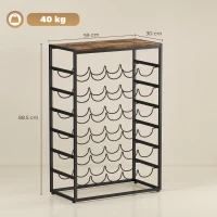 HOMCOM Flaschenregal für 30 Flaschen, Weinregal mit 6 Ebenen, Industrie-Stil, 59x30x88,5cm, rustikales Braun(m-3)