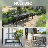Outsunny Panchina da Giardino 2 Posti a Doghe Effetto Legno, Struttura in Acciaio, 130x34x43 cm, Grigio(m-7)