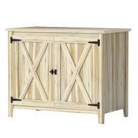 Outsunny Armario de jardín de madera, armario de jardín de madera con estantes y puertas dobles, 110 x 60 x 88,5 cm, madera natural(m-8)