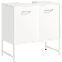 HOMCOM Mobile sotto lavabo con 2 ante soft close e ripiano regolabile, Bianco(m-1)