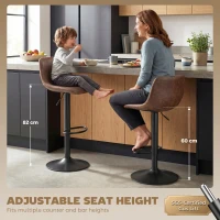 HOMCOM Bar Stools Set of 2, Modern Swivel Barstools with Footrest for Kitchen Island and Dining Room, Brown(m-4)