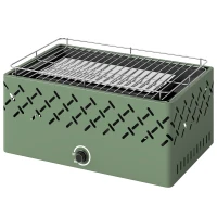 Outsunny Barbecue Portatile a Carbone con Ventilatore Integrato per Esterni, Verde Chiaro(m-10)