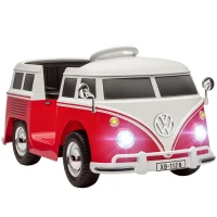 AIYAPLAY Voiture électrique enfant Volkswagen T1 sous licence officielle 12 V avec 2 moteurs démarrage doux 89x49x41,5cm rouge(m-11)