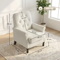 HOMCOM Poltrona da salotto con seduta imbottita e cuscino a molle, 69x75x90 cm, Crema(m-3)