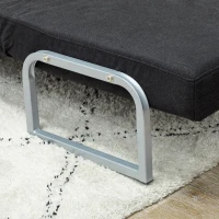 HOMCOM Butaca sofá-cama convertible reclinable 1 plaza Cojines lumbares y reposabrazos Patas metálicas Lino Negro(m-5)