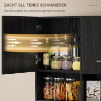 HOMCOM Keukenkast buffetskast met lade soft-close 80x35x180 cm zwart(m-7)