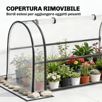 Outsunny Letto per Orto Rialzato con Copertura Mini Serra e Foro di Drenaggio, 100x49x136 cm, Nero(m-5)