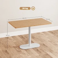 HOMCOM Mesa de comedor rectangular para 6 personas, 120 x 70 x 75 cm, mesa de cocina con base y tablero grueso roble blanco(m-3)