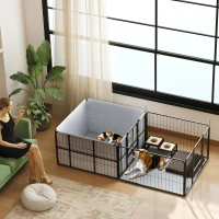 PawHut Seven-Panel Dog Whelping Box, Dog Playpen with Washable Whelping Pads, Wind-Resistant Fabric, for Small and Medium Dogs(m-2)