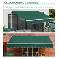 Outsunny Tenda da Sole a Manovella 3x2 m ad Angolazione Regolabile, in Alluminio, Acciaio e Poliestere Verde(m-5)