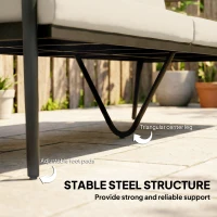 Outsunny 3 Seater Rattan Sofa, Outdoor Garden Sofa with Wood-Effect Armrests, Cushions for Patio, Balcony, Khaki(m-7)