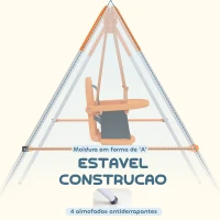 Outsunny Baloiço Infantil de Aço para Crianças dos 6 aos 36 Meses com Encosto Alto e Arnês de Segurança 122x146x122 cm Laranja(m-6)