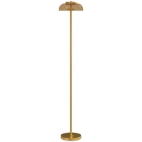 HOMCOM Lámpara de pie para salón, lámpara LED para salón con luz cálida 3000 K e interruptor de pie, Ø25x134cm, tono latón(m-1)