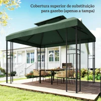 Outsunny Toldo de Substituição 4x3 m com Teto Duplo Orifícios de Drenagem e Proteção UV Apenas Toldo NÃO Inclui Estrutura Verde(m-8)